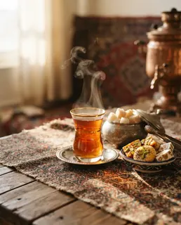 نمونه خروجی پرامپت «چای و پذیرایی سنتی»، ساخته‌شده با هوش مصنوعی