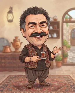 نمونه خروجی پرامپت «کاریکاتور بامزه»، ساخته‌شده با هوش مصنوعی