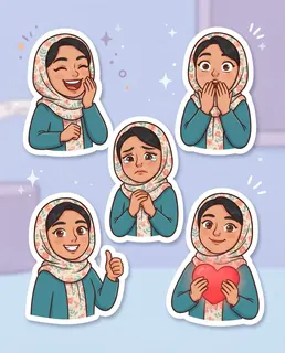 نمونه خروجی پرامپت «پک استیکر حالت‌ها»، ساخته‌شده با هوش مصنوعی