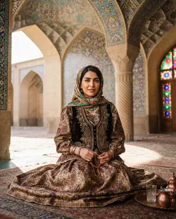 نمونه خروجی پرامپت «پرتره با لباس سنتی ایرانی»، ساختهشده با هوش مصنوعی