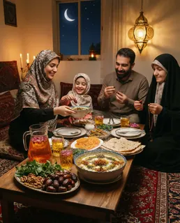 نمونه خروجی پرامپت «سفره افطار رمضان»، ساخته‌شده با هوش مصنوعی