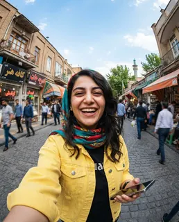 نمونه خروجی پرامپت «سلفی فیش‌آی 0.5»، ساخته‌شده با هوش مصنوعی