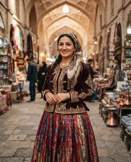 نمونه خروجی پرامپت لباس محلی آذری؛ عکس زنانه و مردانه با لباس سنتی آذربایجان، ساخته‌شده با هوش مصنوعی